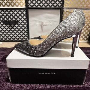 Nine West Sparkling Silver Heels